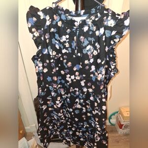 Time and Tru Black Floral Dress With Pockets
